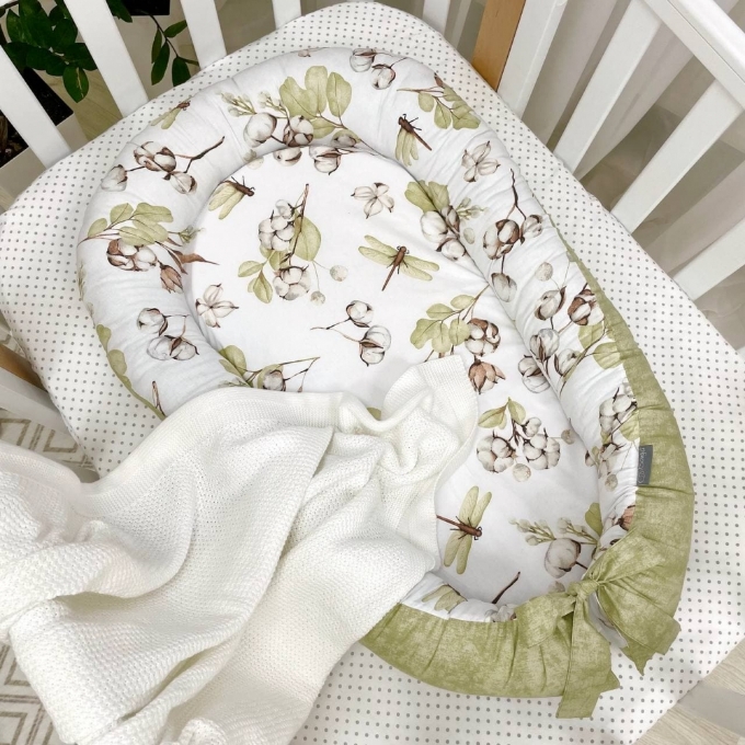 Protectie somn – Baby Nest Flori de bumbac